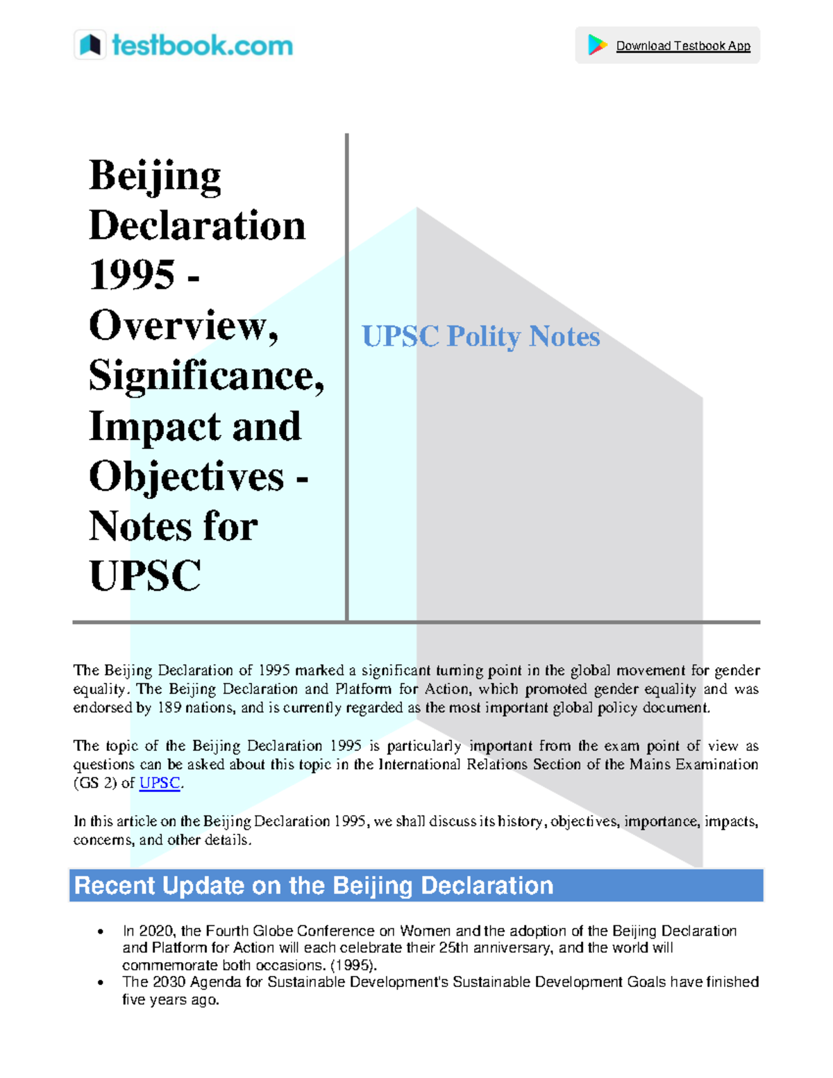 Beijing declaration 1995 overview significance impact and objectives ...