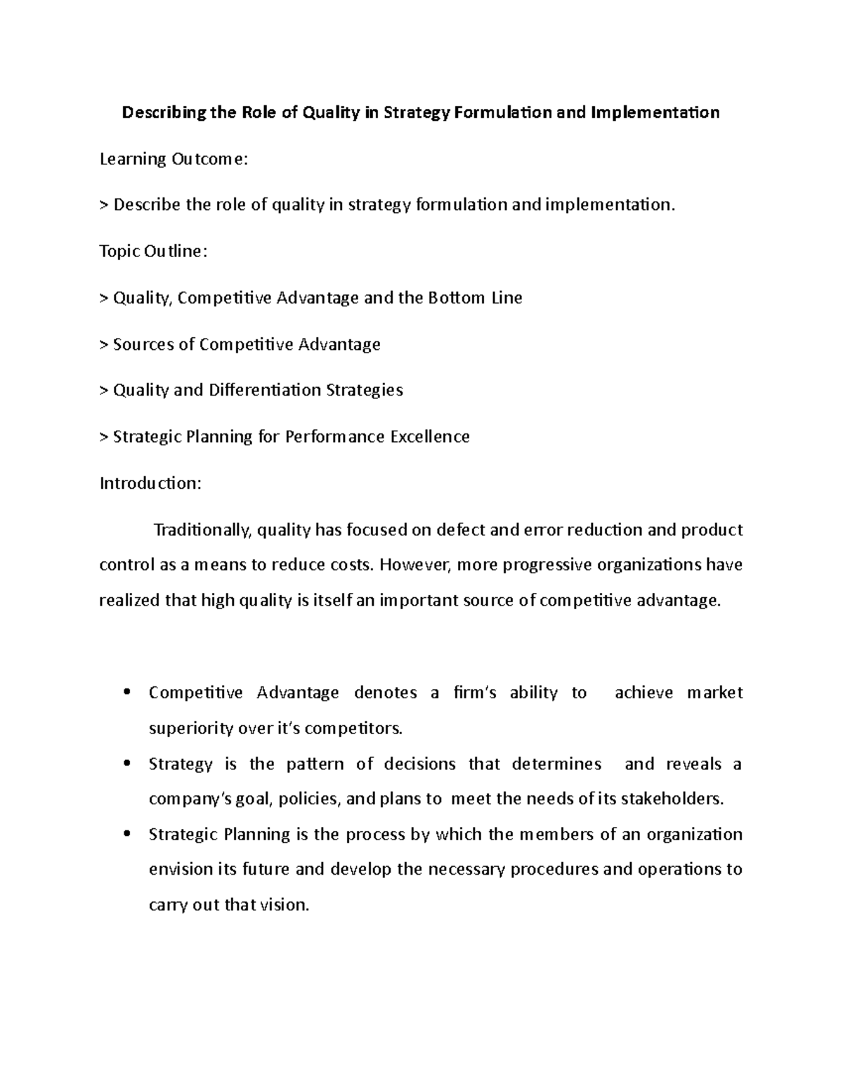 describing-the-role-of-quality-in-strategy-formulation-and