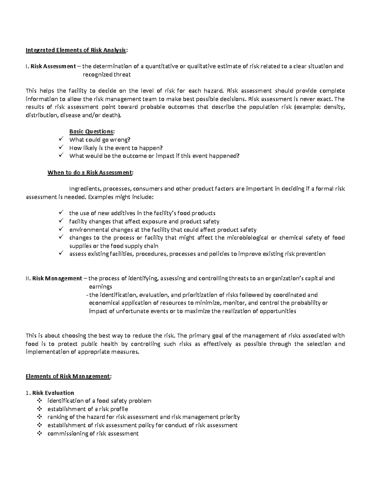 Integrated Analysis Notes for 1st year college Integrated Elements