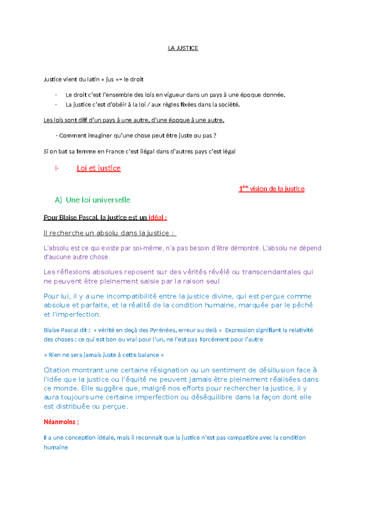 La justice - philo - LA JUSTICE Justice vient du latin « jus »= le ...