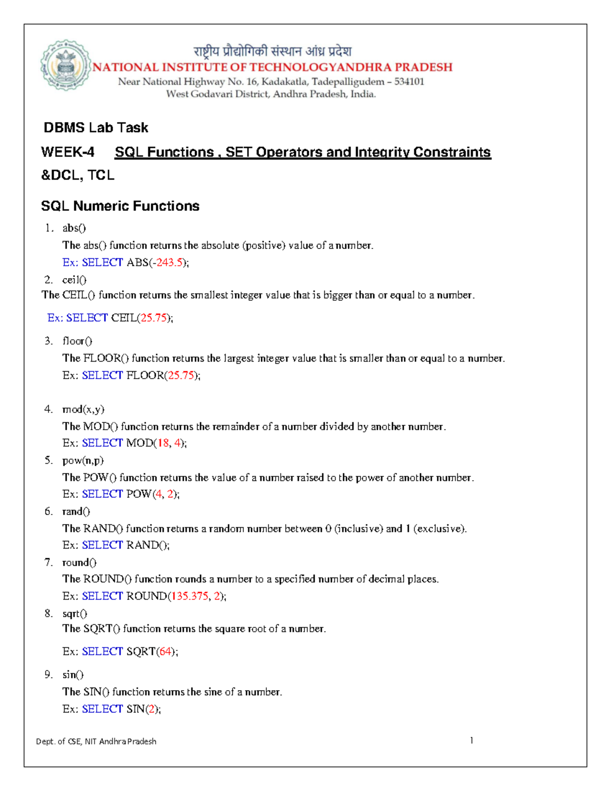 Worksheet week4 Useful for gaining understandingn on mysql queries