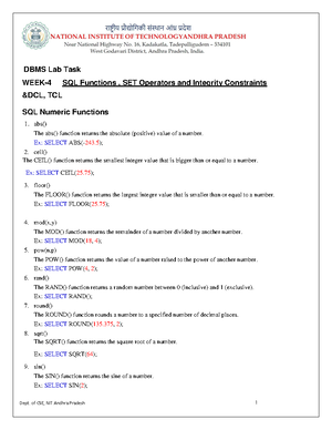 Worksheet week5 - Useful for gaining understandingn on mysql queries ...