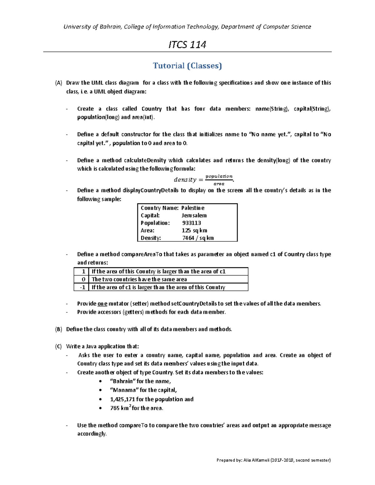114 Tutorial 1 - LAB practice - University of Bahrain, College of ...