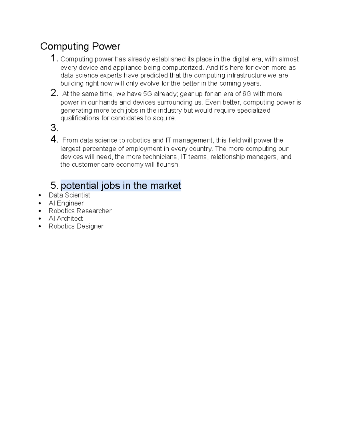 New Microsoft Word Document - Computing Power 1. Computing power has ...