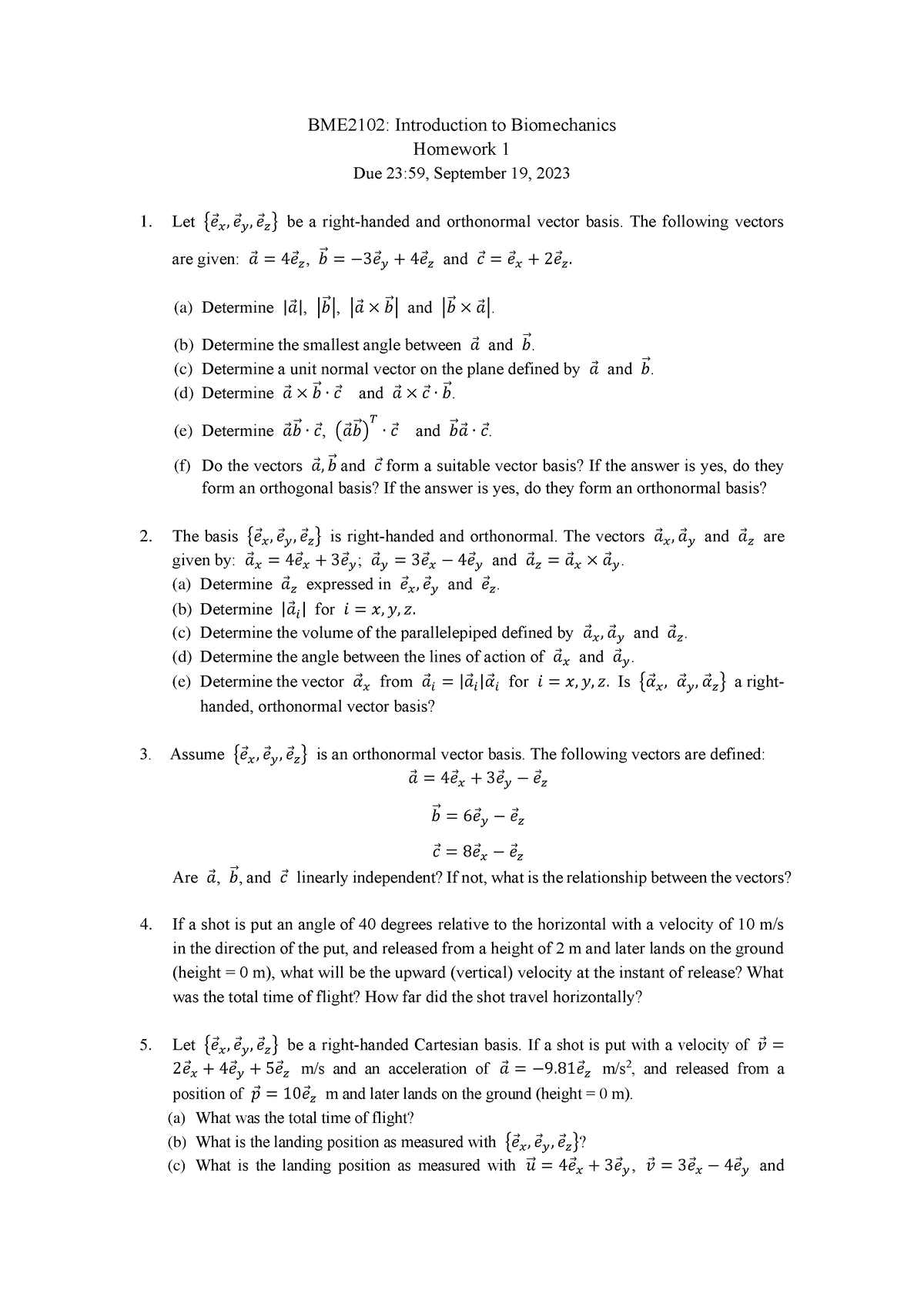 biomedical engineering homework