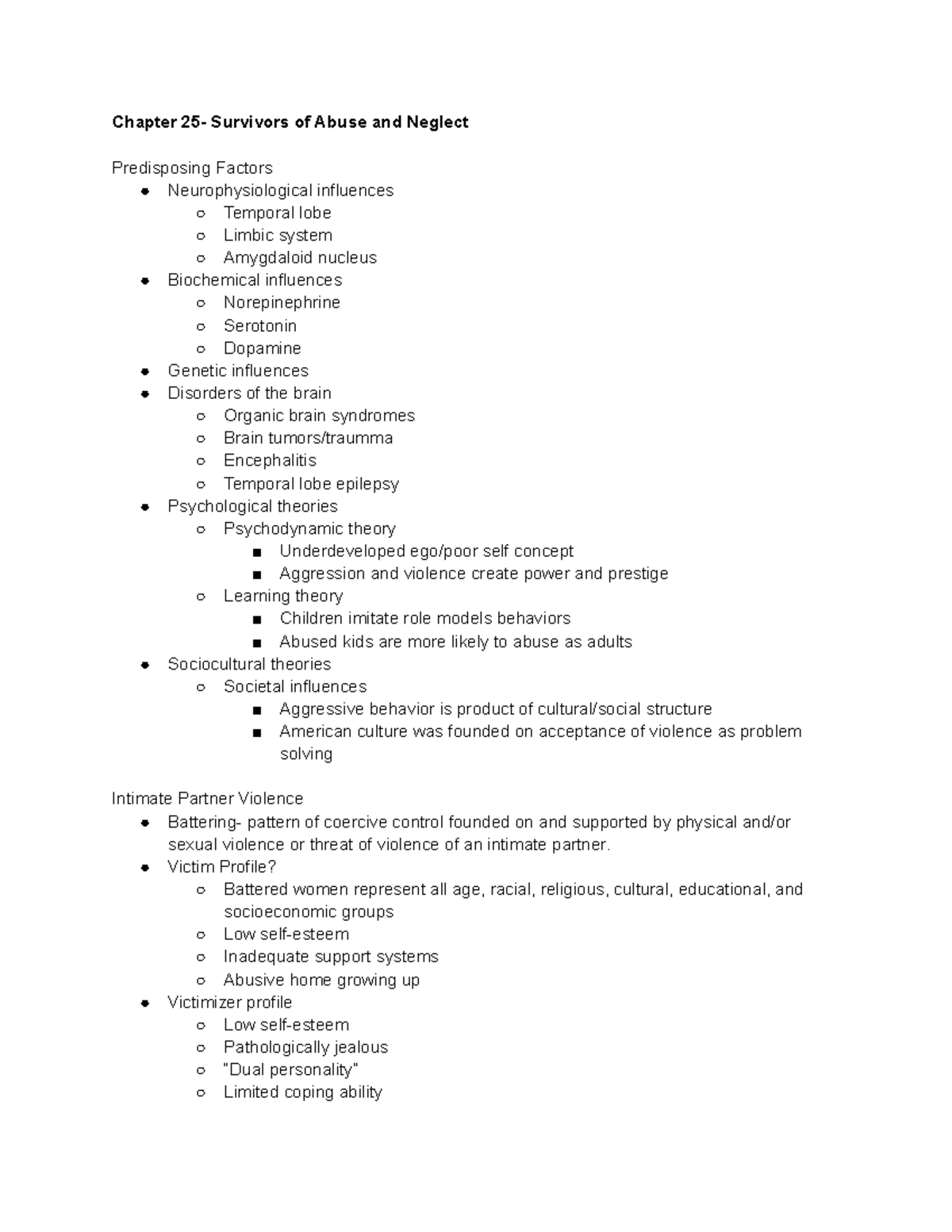Psych Final Study Chapter 25 Survivors Of Abuse And Neglect