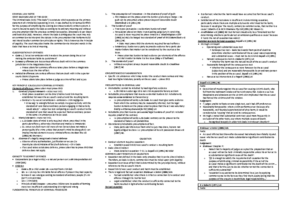 Criminal law notes - CRIMINAL LAW NOTES BRIEF BACKGROUND OF THE CODE ...