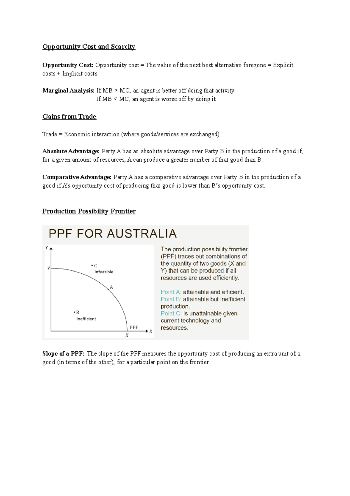 ECON1001 Midterm Notes - Opportunity Cost and Scarcity Opportunity Cost ...