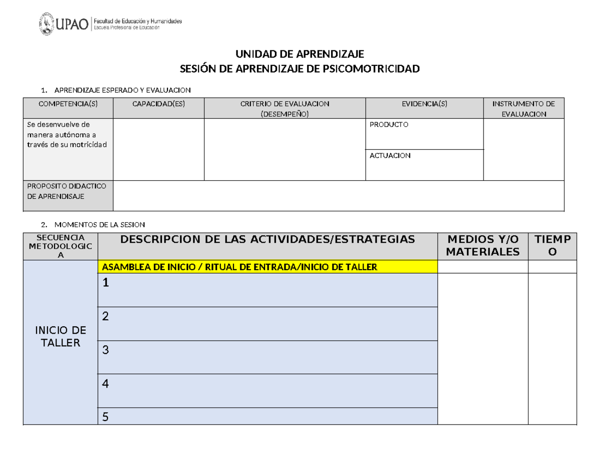 Texto+12.2++ Plantilla+ Sesion+1-+2+A%C3%91OS - UNIDAD DE APRENDIZAJE ...