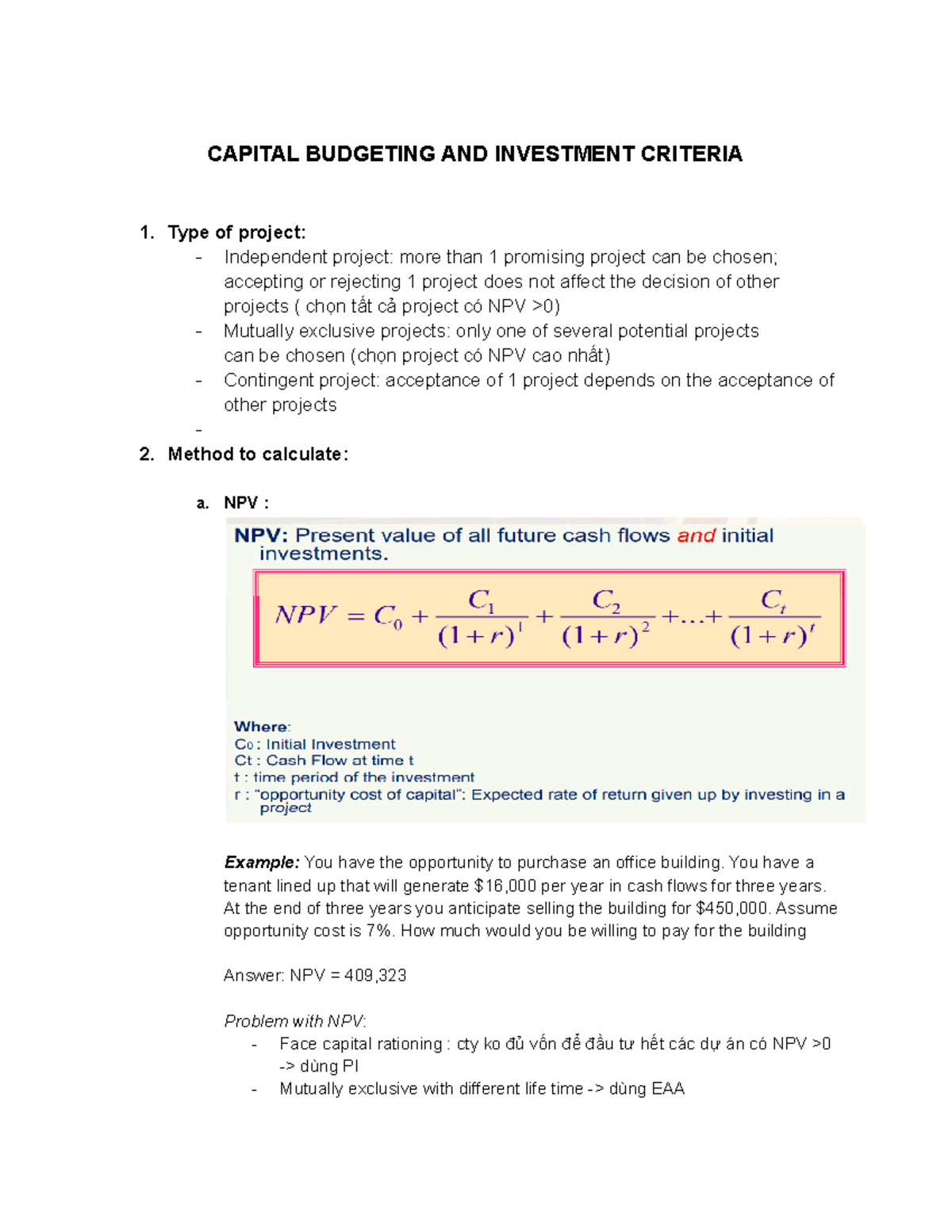Capital Budgeting AND Investment Criteria TA 1 - CAPITAL BUDGETING AND ...