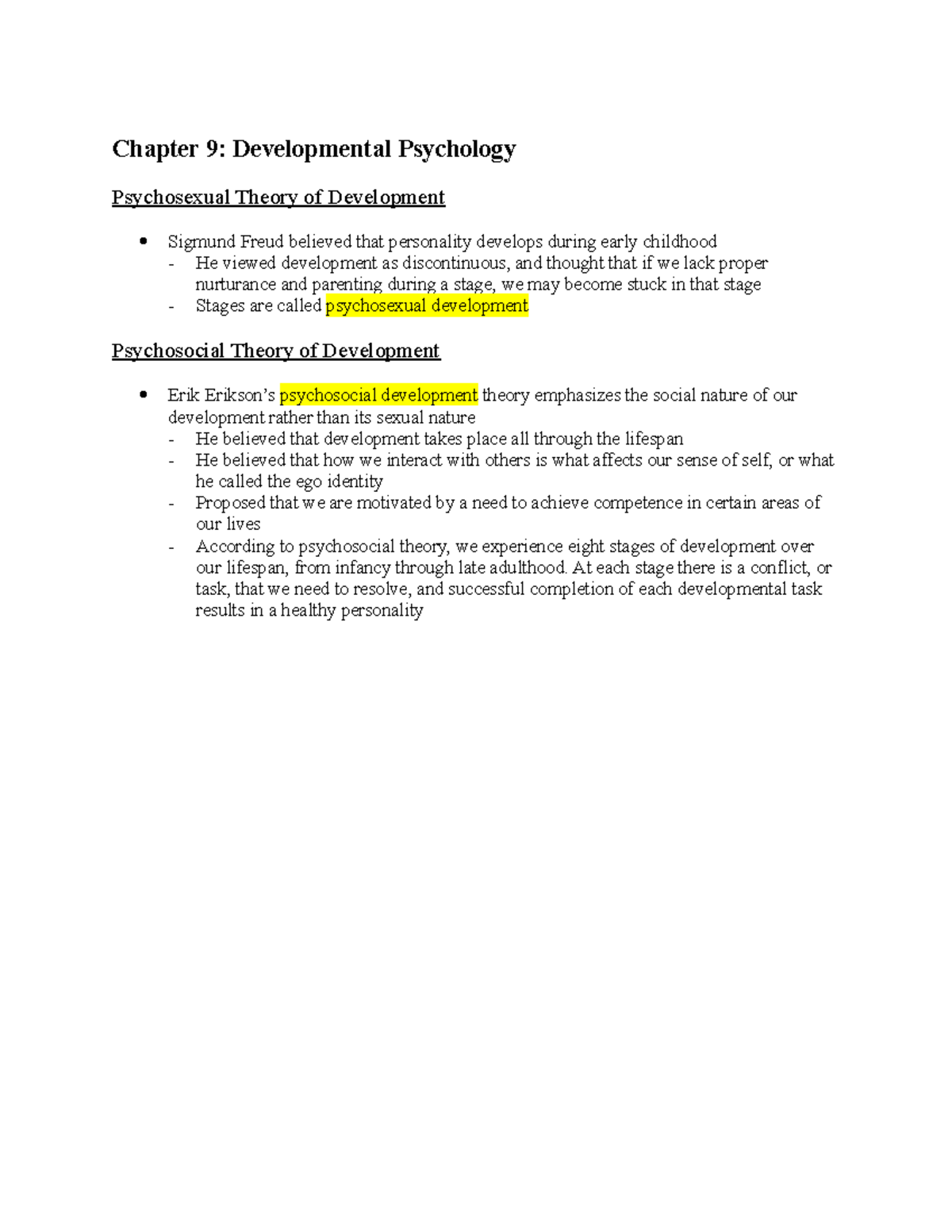 PSY 120 Chapter 9 - Lifespan Development Lecture/Book Notes - Chapter 9 ...