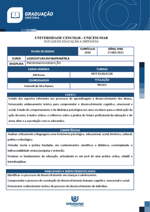 História da Matemática - UNIVERSIDADE CESUMAR - UNICESUMAR NÚCLEO DE ...