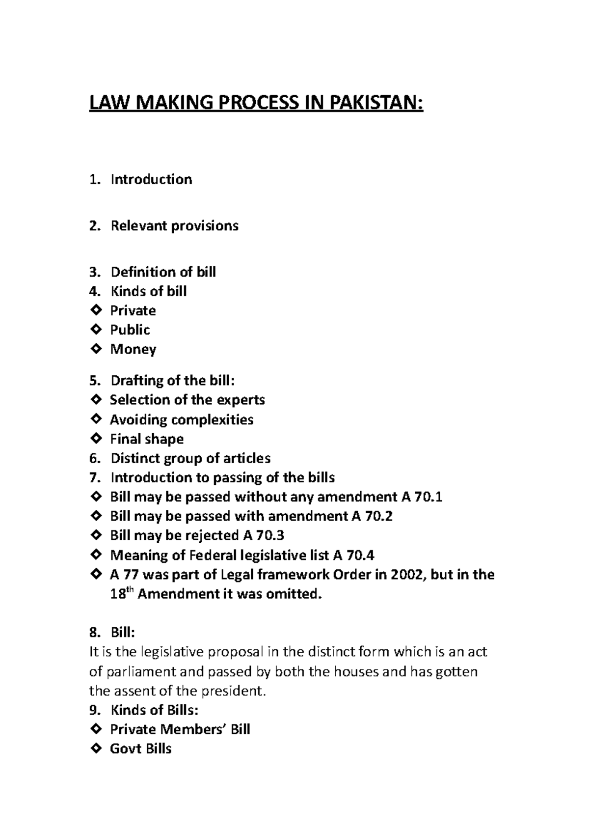 assignment on law making process in bangladesh