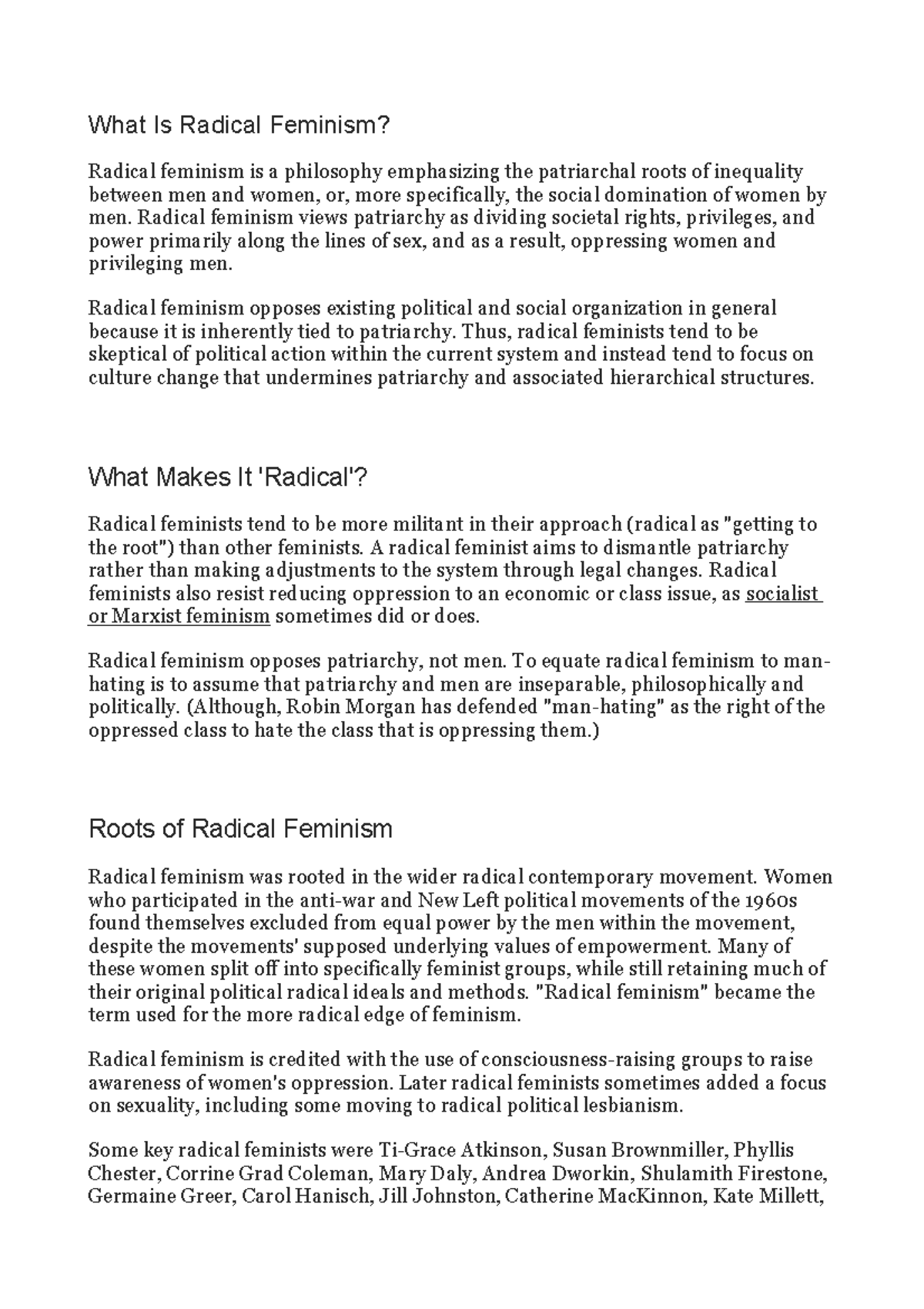 What Is Radical Feminism What Is Radical Feminism? Radical feminism