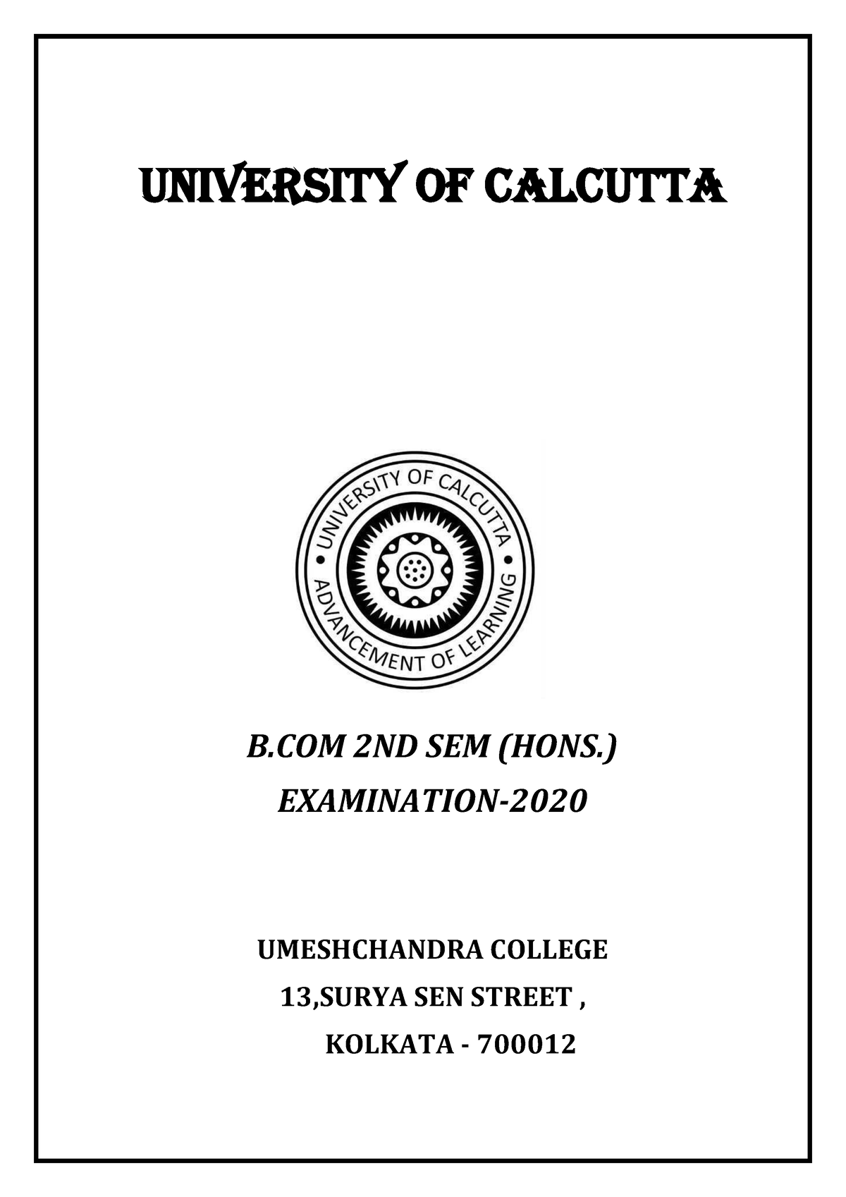 ENVS Project For University Of Kolkata - University Of Calcutta B 2ND ...