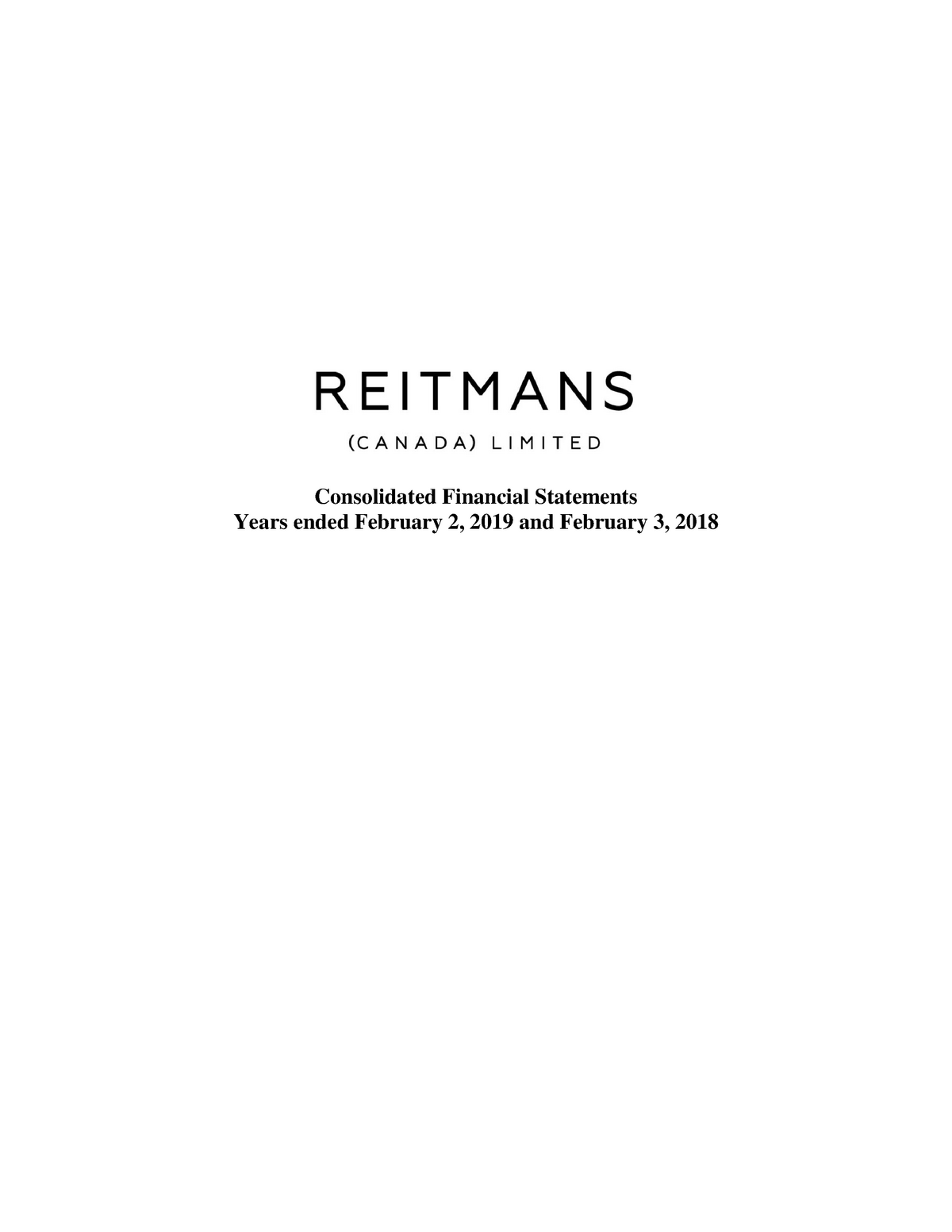 Reitmans Financial Statements