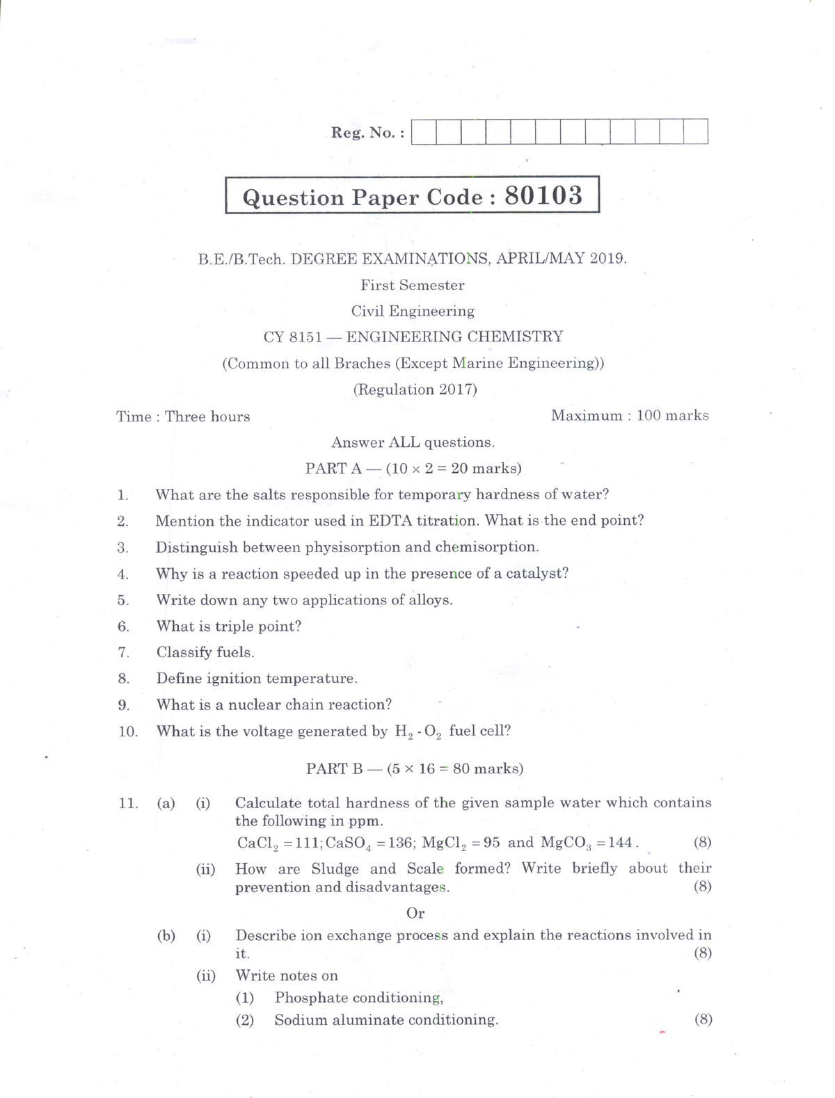 CY8151 - Engineering Chemistry - Studocu