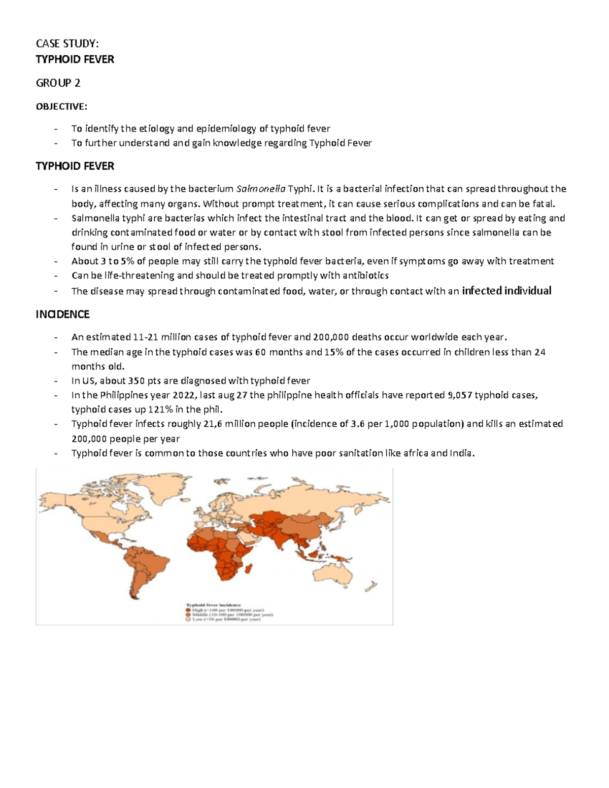 nursing case study on typhoid fever