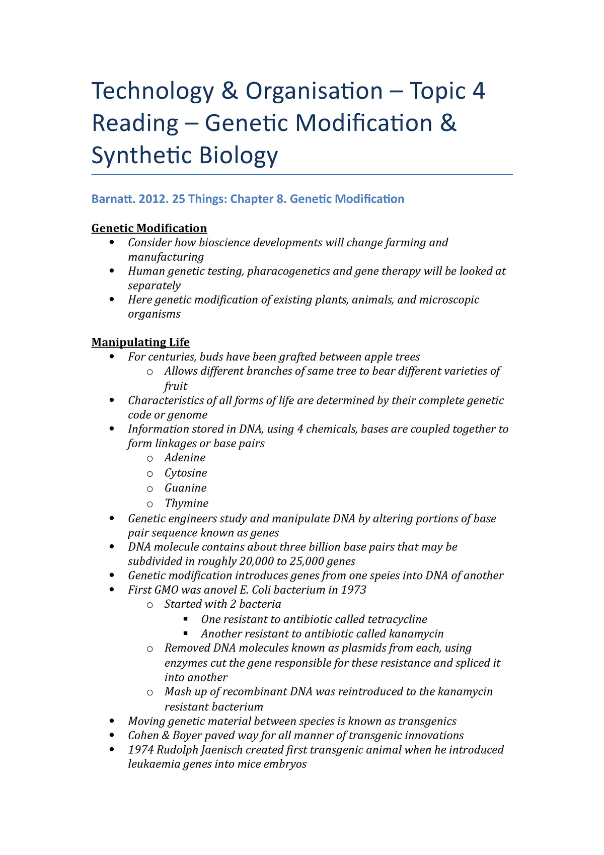 thesis for genetic modification