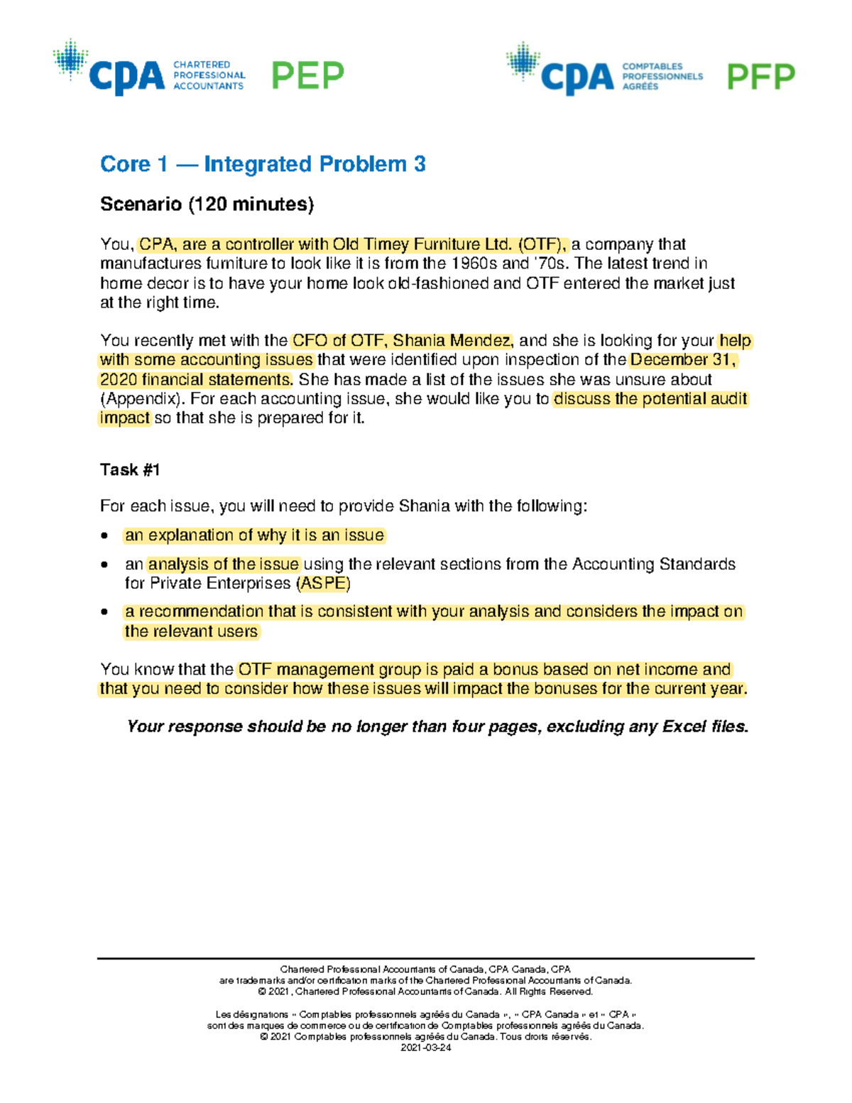 CO12101 E IP03 Problem - Chartered Professional Accountants Of Canada ...