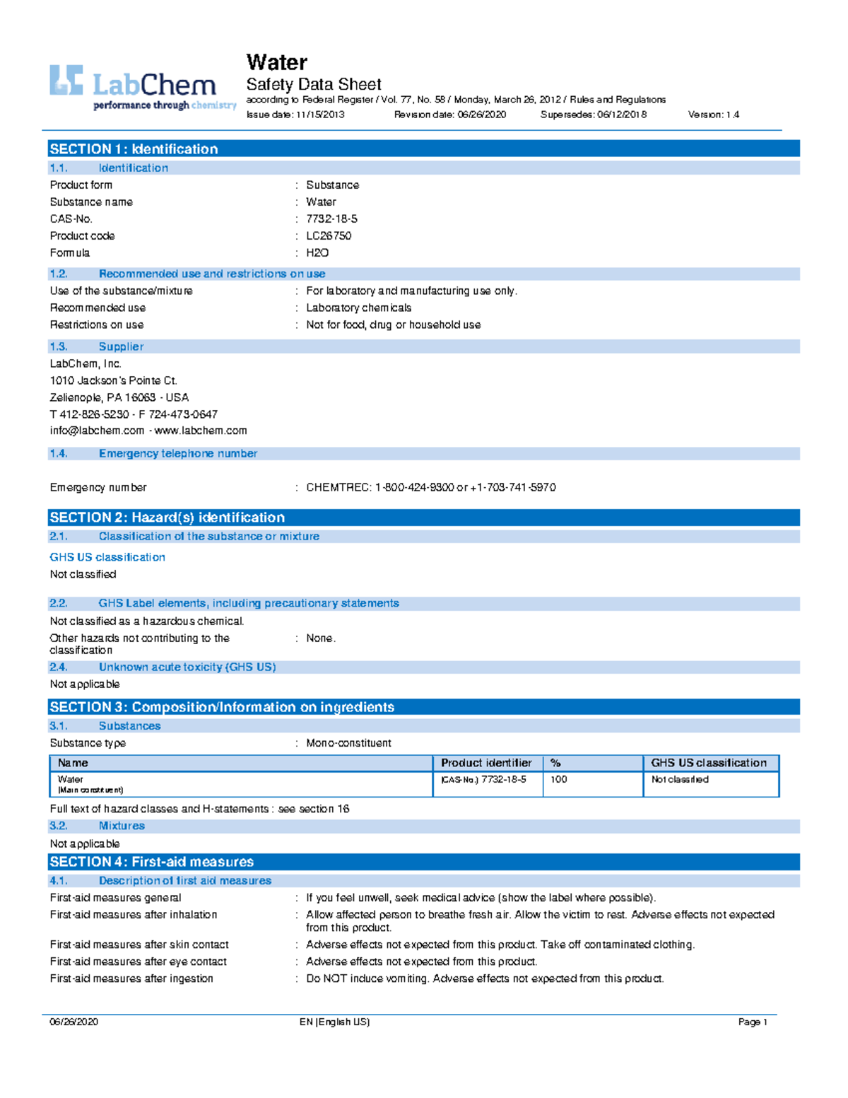 Safety Data Sheet Sample Medical Technology MU Studocu