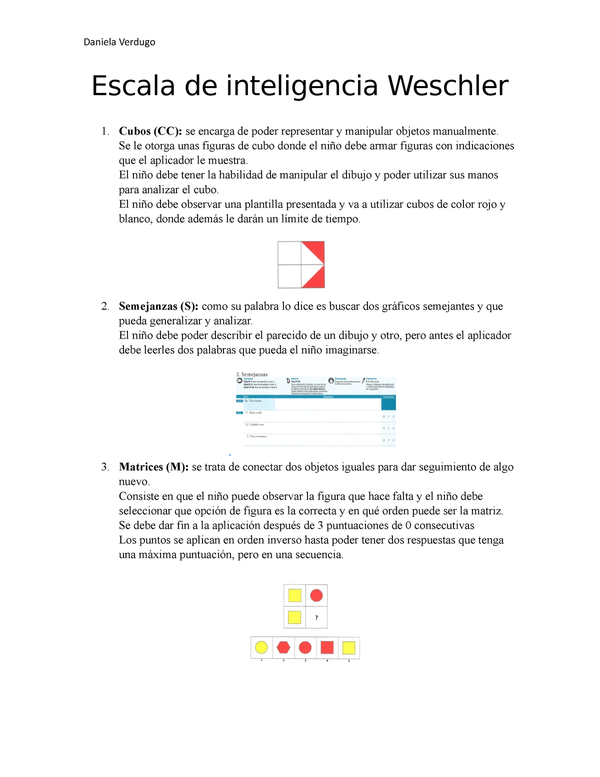 Escala De Inteligencia Weschler Escala De Inteligencia Weschler Cubos CC Se Encarga De