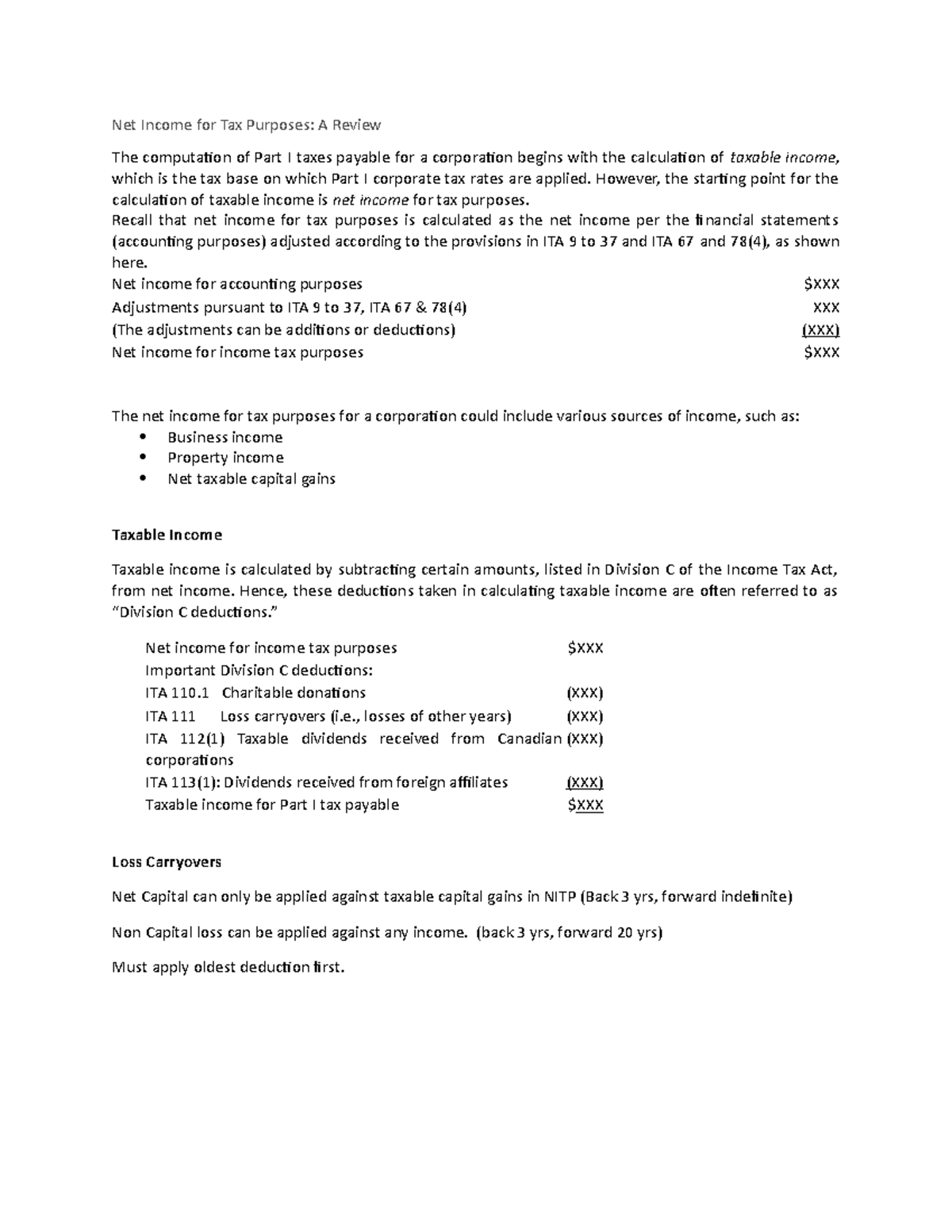 chap-12-extra-notes-intro-to-personal-taxation-net-income-for-tax