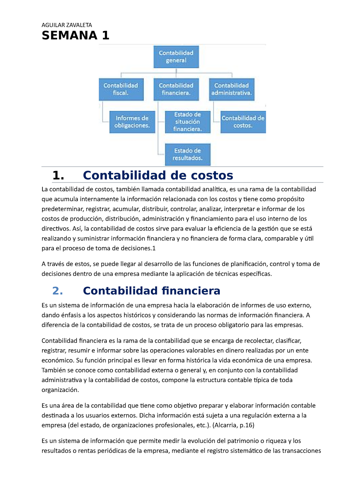 Contabilidad De Costos Aguilar Zavaleta Semana 1 1 Contabilidad De Costos La Contabilidad De 4392