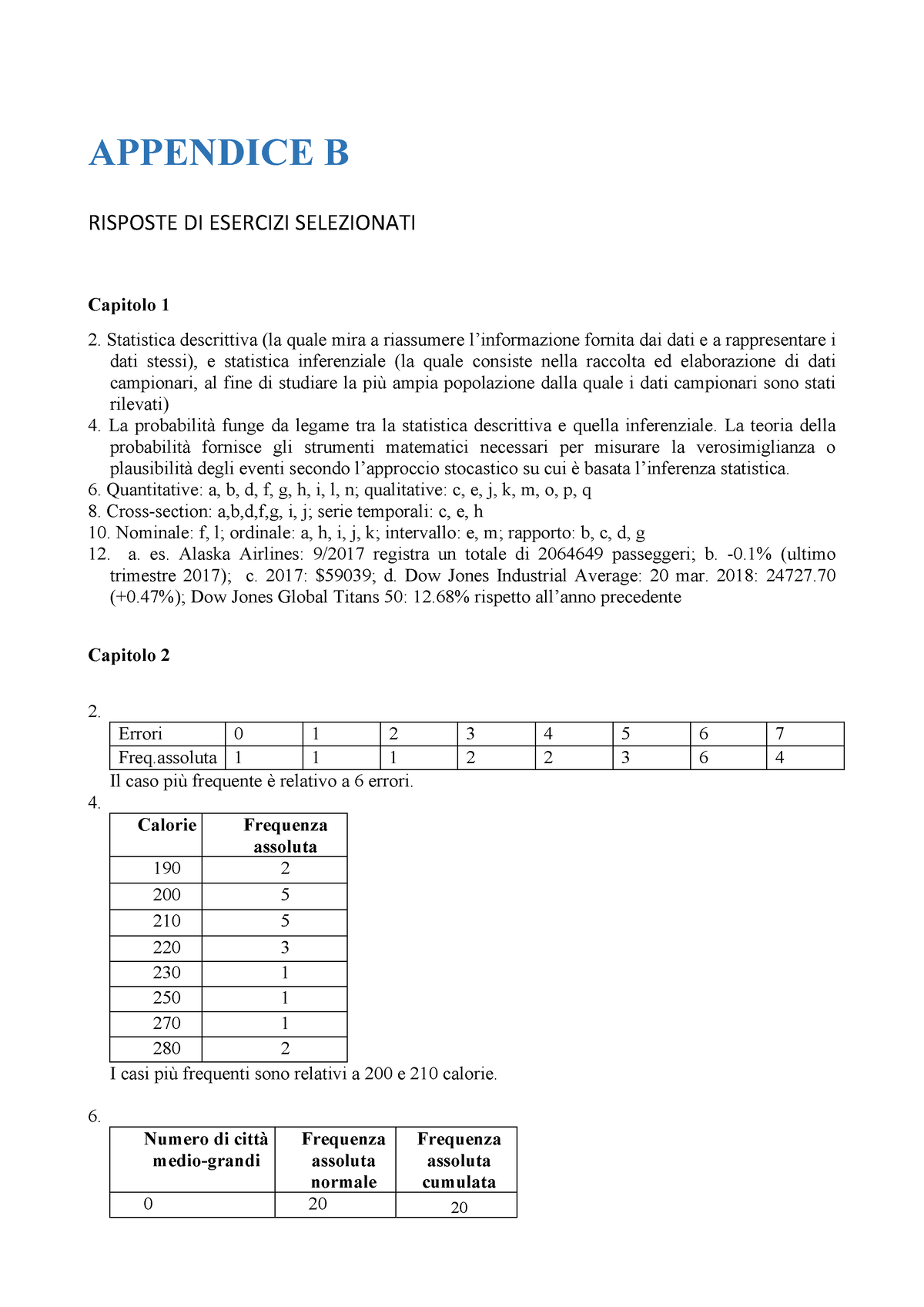 Soluzioni Esercizi Selezionati - Appendice B - APPENDICE B RISPOSTE DI ...