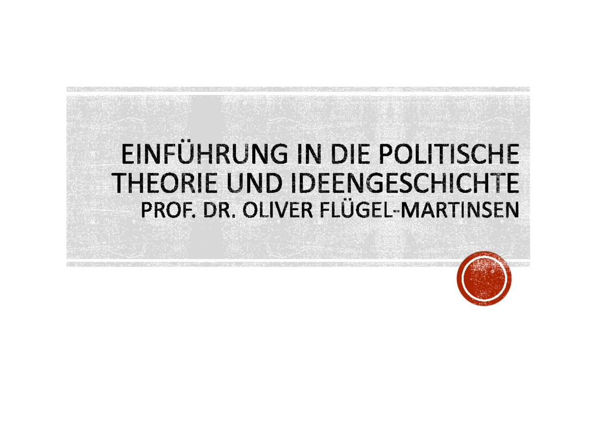 Vorlesung 4 Vergleichende Politikwissenschaft - Artinsen 1. Hälfte § I ...