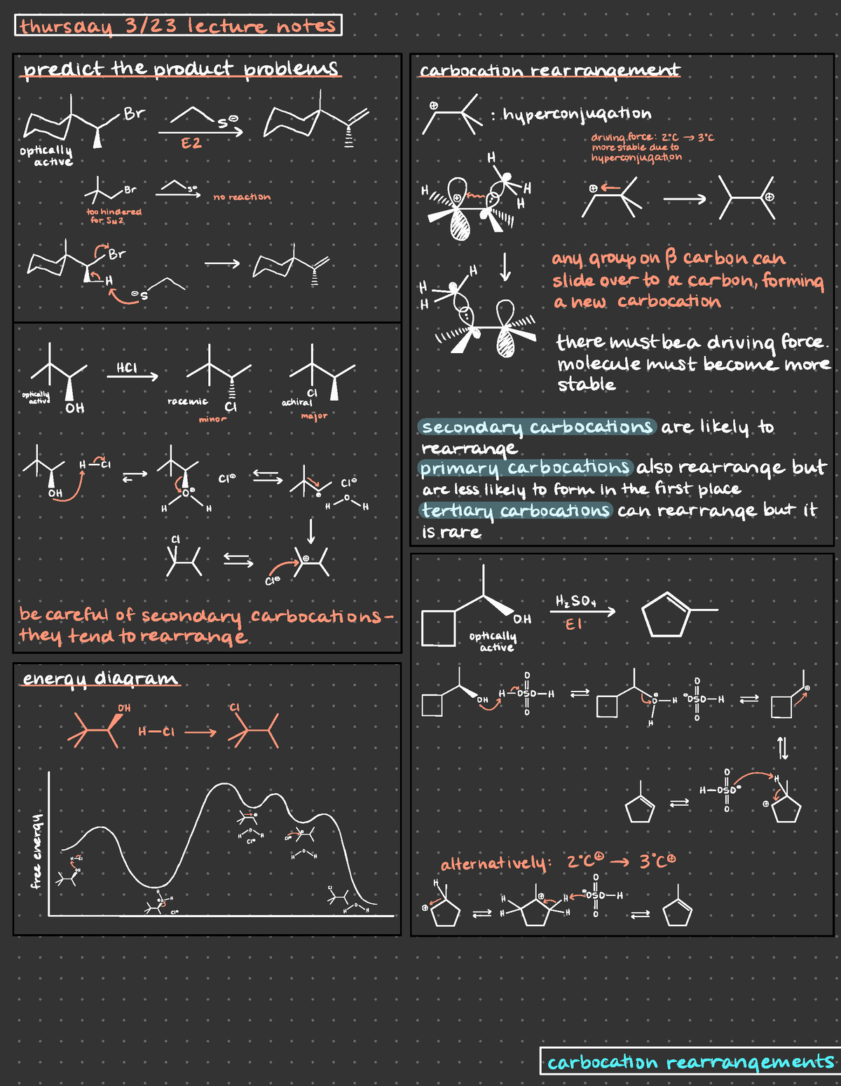 Carbocation Rearrangements - Thursday 3/23 Lecture Notes Predict The ...