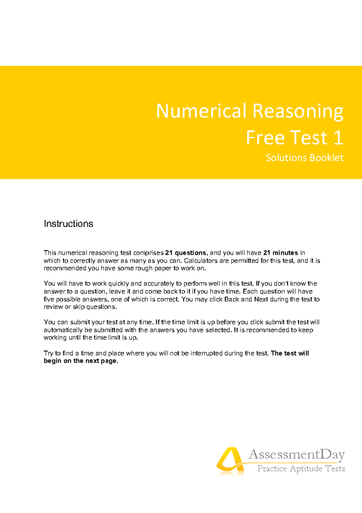 Numerical Reasoning Test1 Solutions - Numerical Reasoning Free Test 1 ...