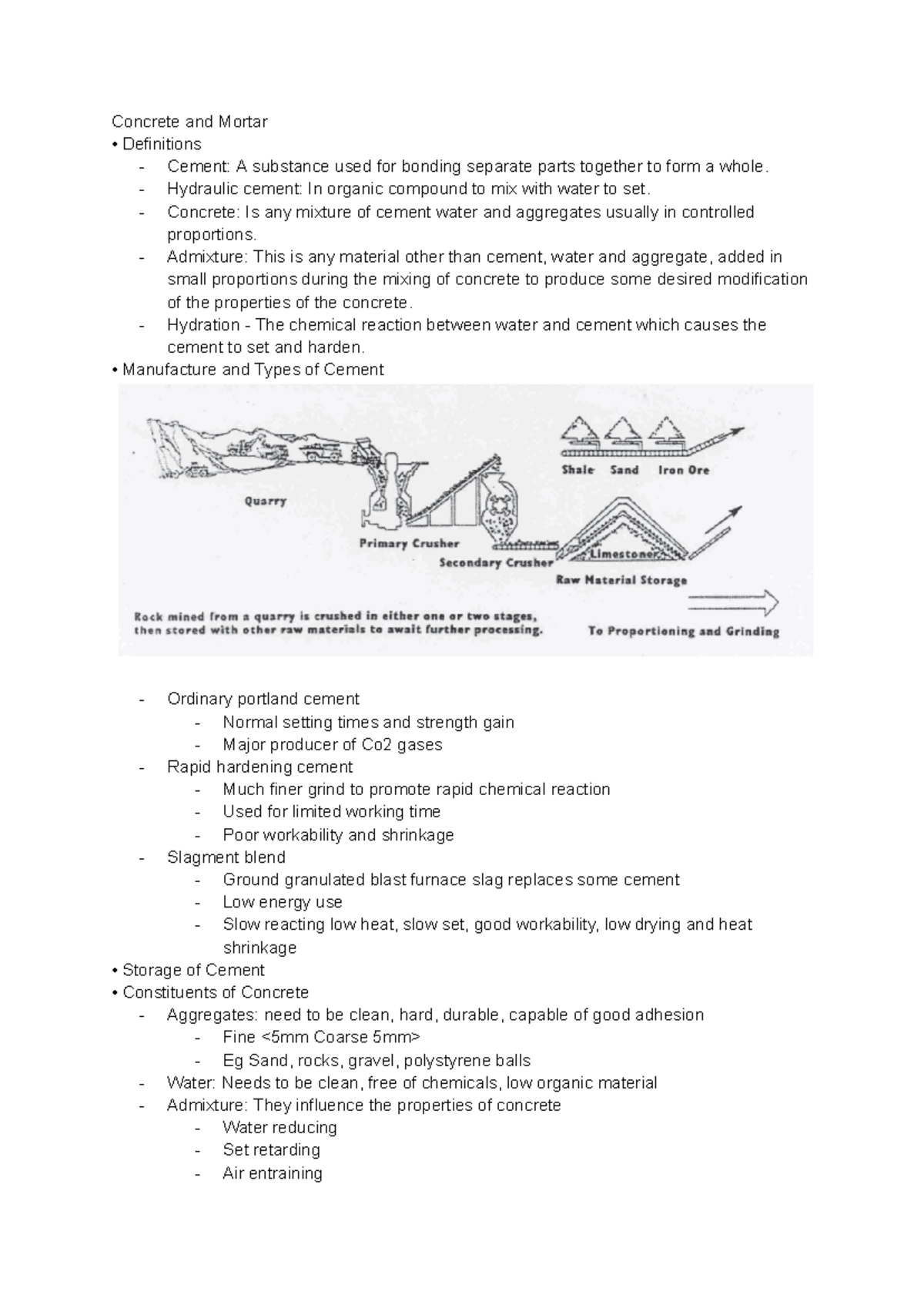 Concrete and Mortar - Concrete and Mortar Definitions Cement: A ...