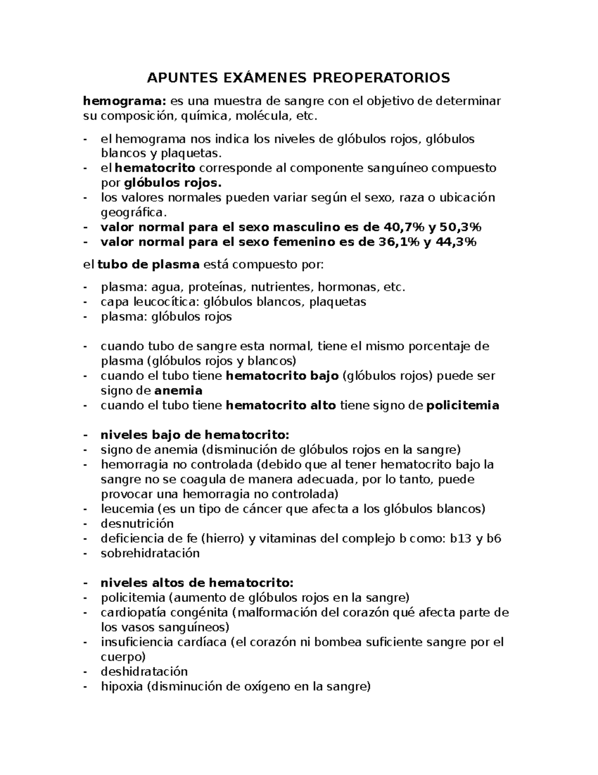 Apunte exámenes preoperatorios - APUNTES EXÁMENES PREOPERATORIOS ...