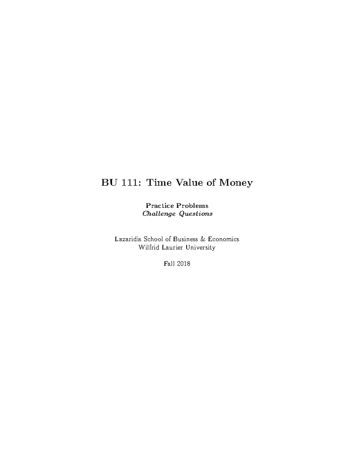 BU111 Practice For Final - BU 111: Time Value Of Money Practice ...