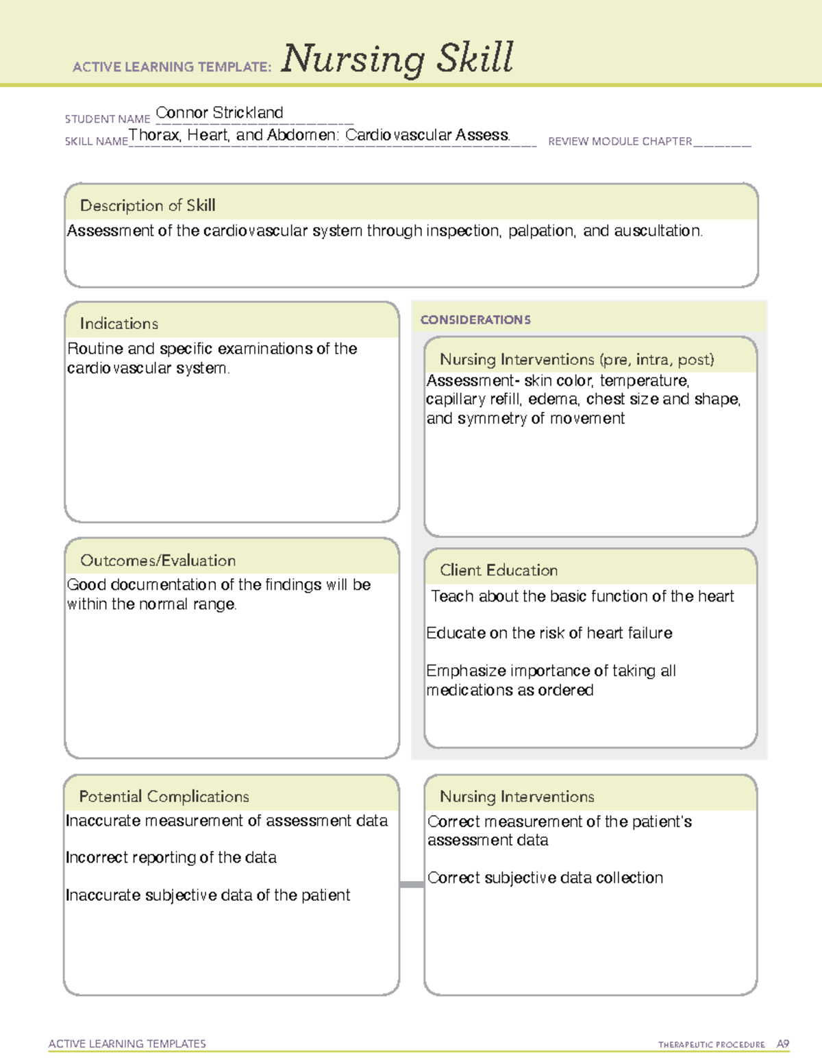 Cardiovascular assessment - ACTIVE LEARNING TEMPLATES TherapeuTic ...