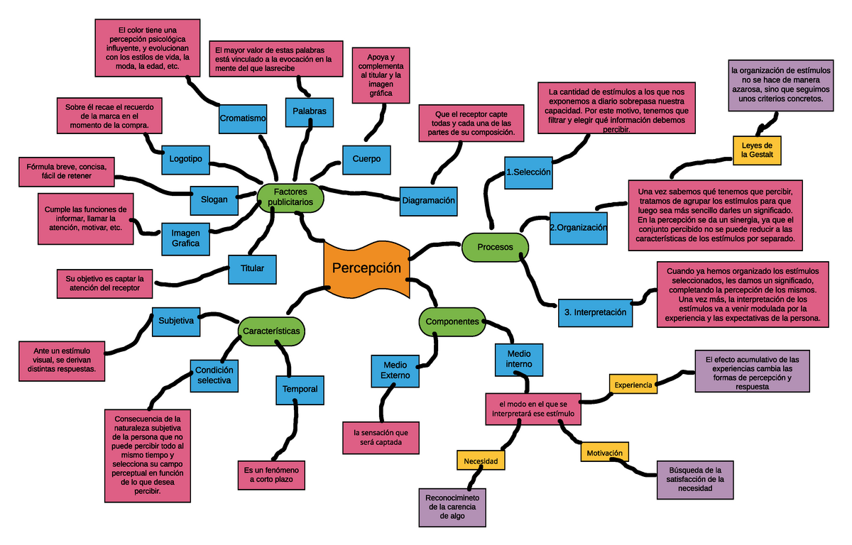 Mapa Mental Percepción - Percepción Características Subjetiva Condición  selectiva Temporal - Studocu