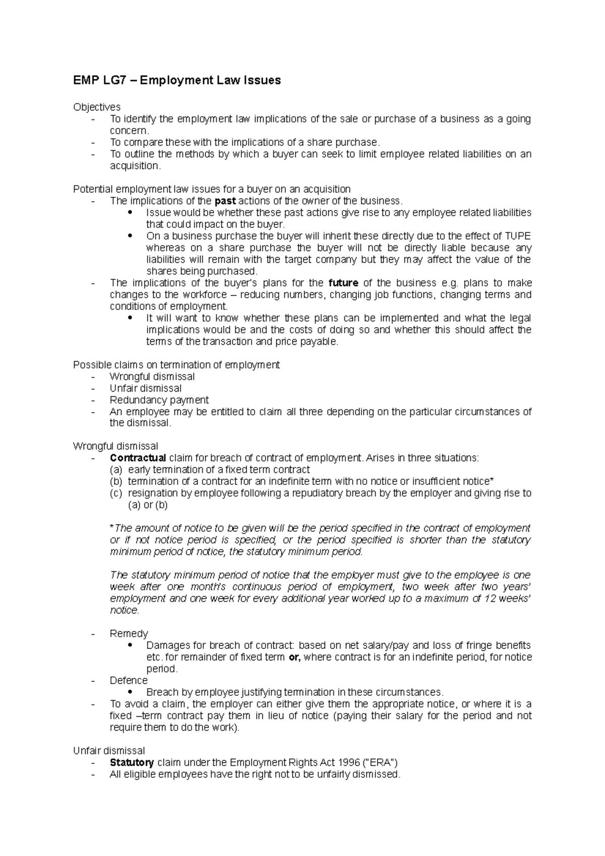 EMP LG7 – Employment Law Issues - EMP LG7 – Employment Law Issues ...