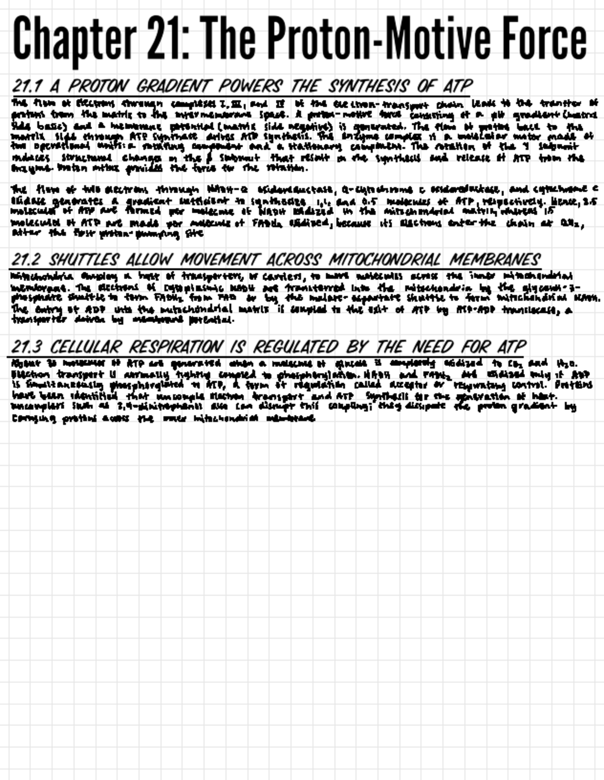 Chapter 21 Textbook Notes - The flow of electrons through complexes I ...