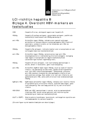 Hepatitis B Bijlage 4 Markers En Testsituaties Genmaco Ig Studocu