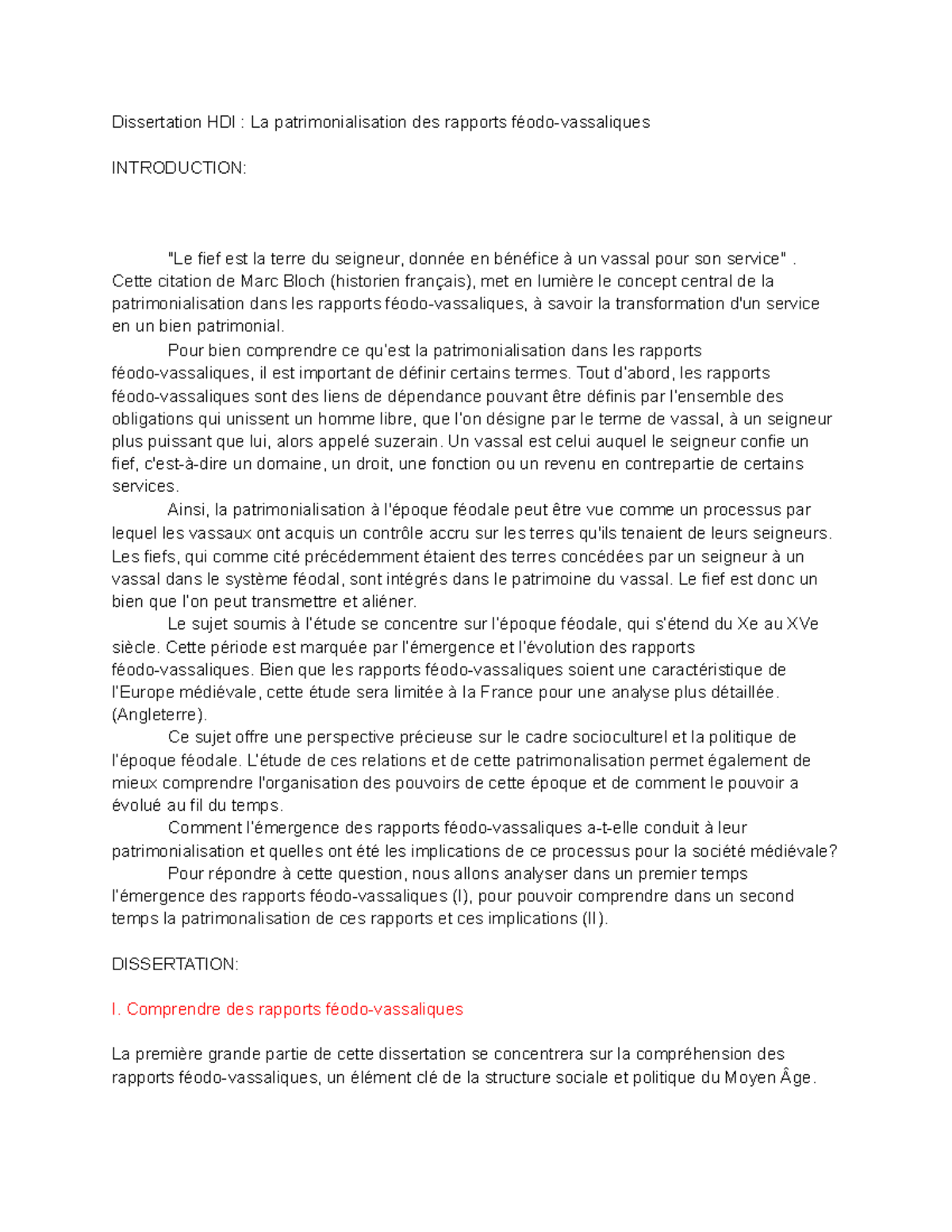 Dissertation HDI La patrimonialisation des rapports féodo-vassaliques ...