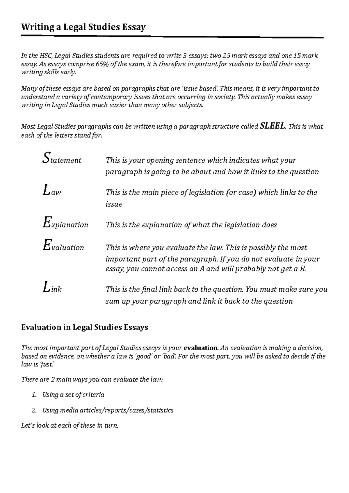 legal essay structure example