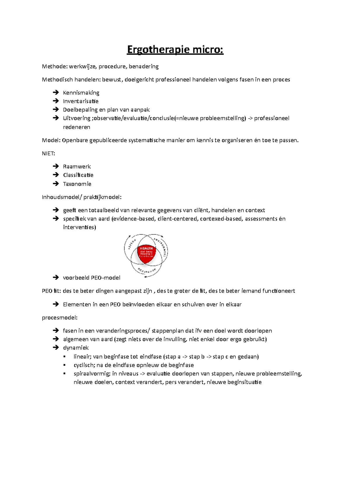 3 Samenvatting Ergo-micro - Ergotherapie Micro: Methode: Werkwijze ...