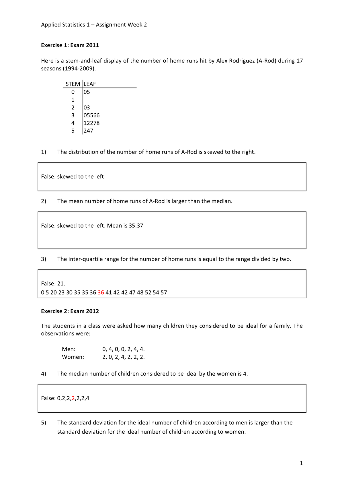 Assignment 2 Answers - Applied Statistics 1 – Assignment Week 2 1 ...