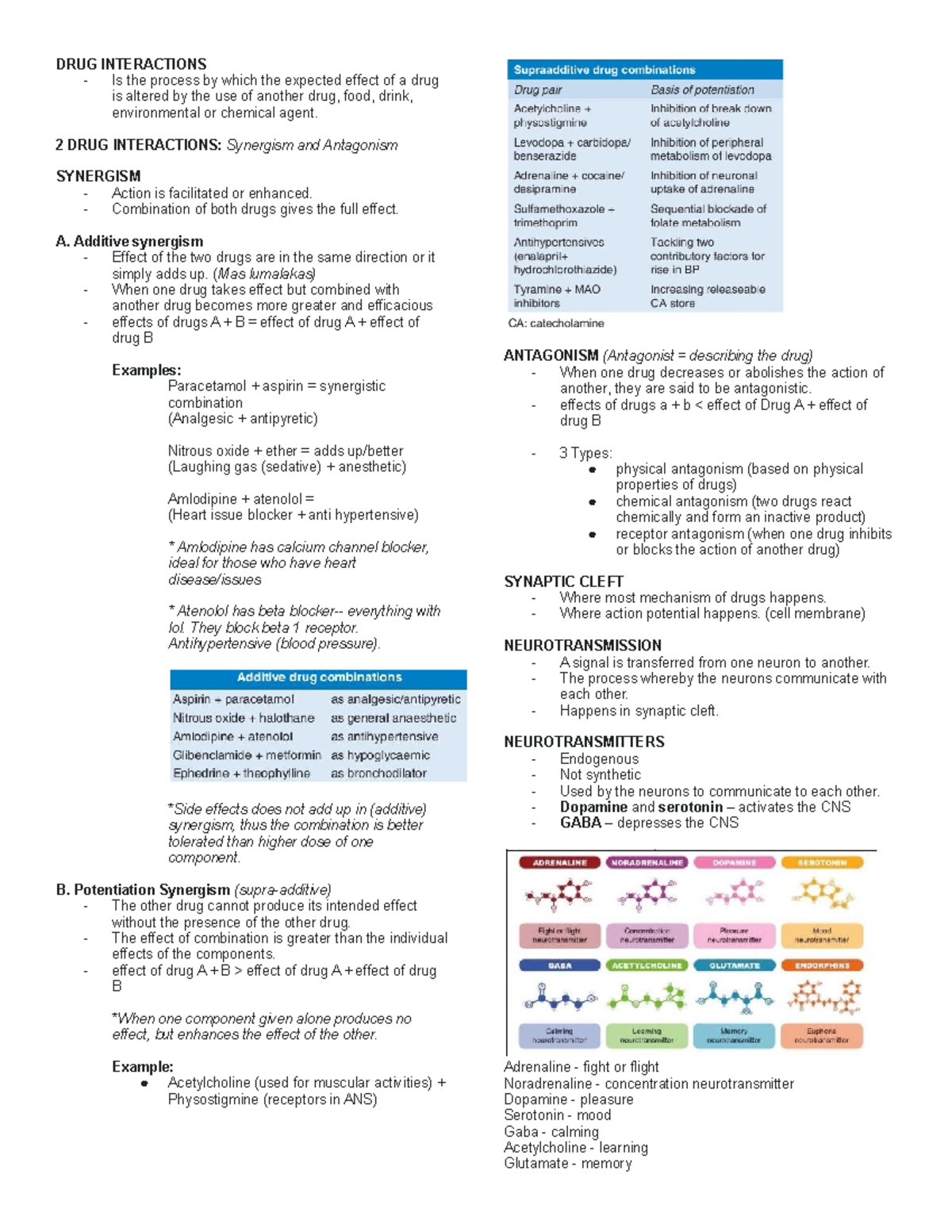 Drug Interactions (Dental Pharmacology) DRUG INTERACTIONS Is the