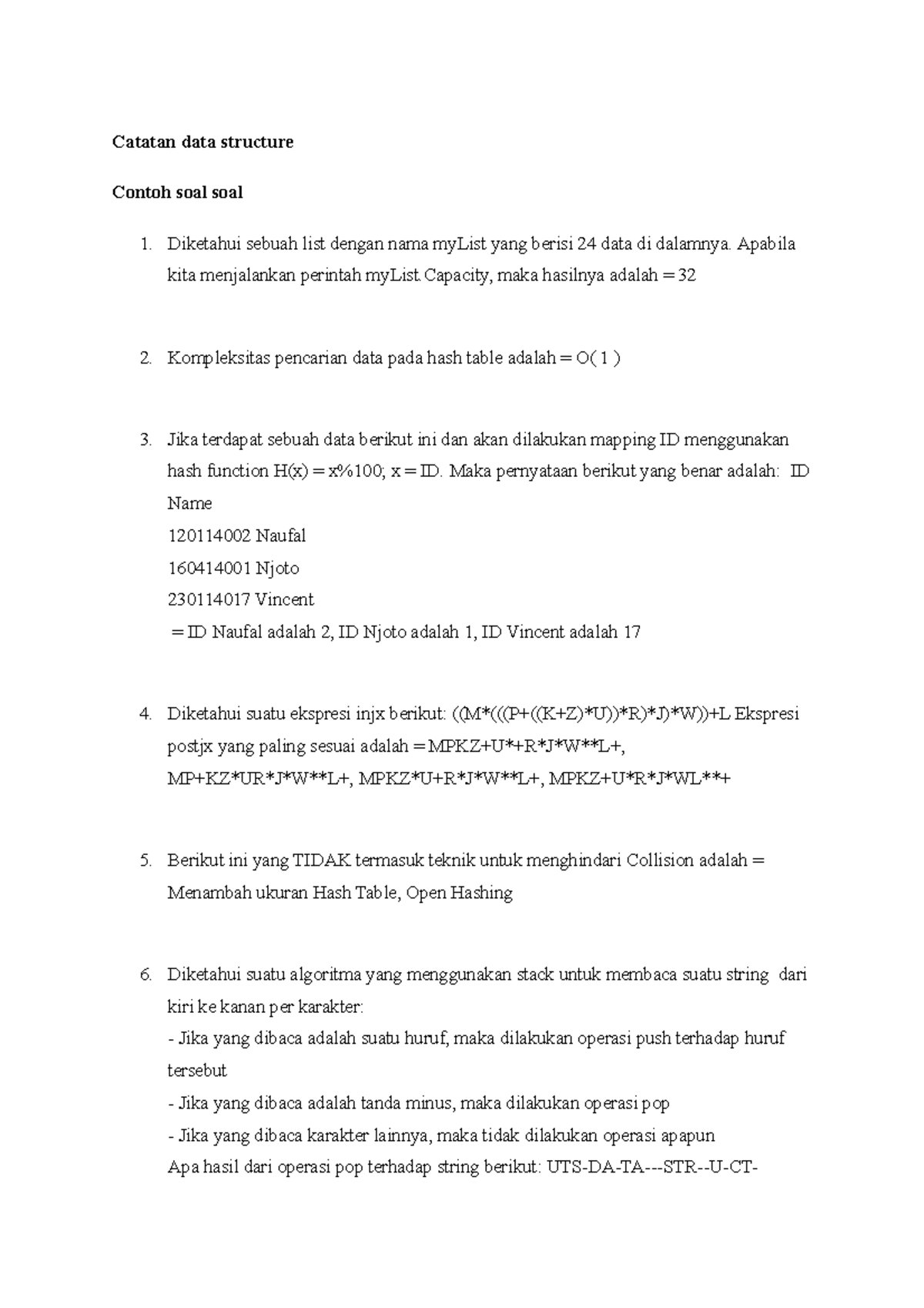 Catatan Data Structure Quiz 3 - Catatan Data Structure Contoh Soal Soal ...