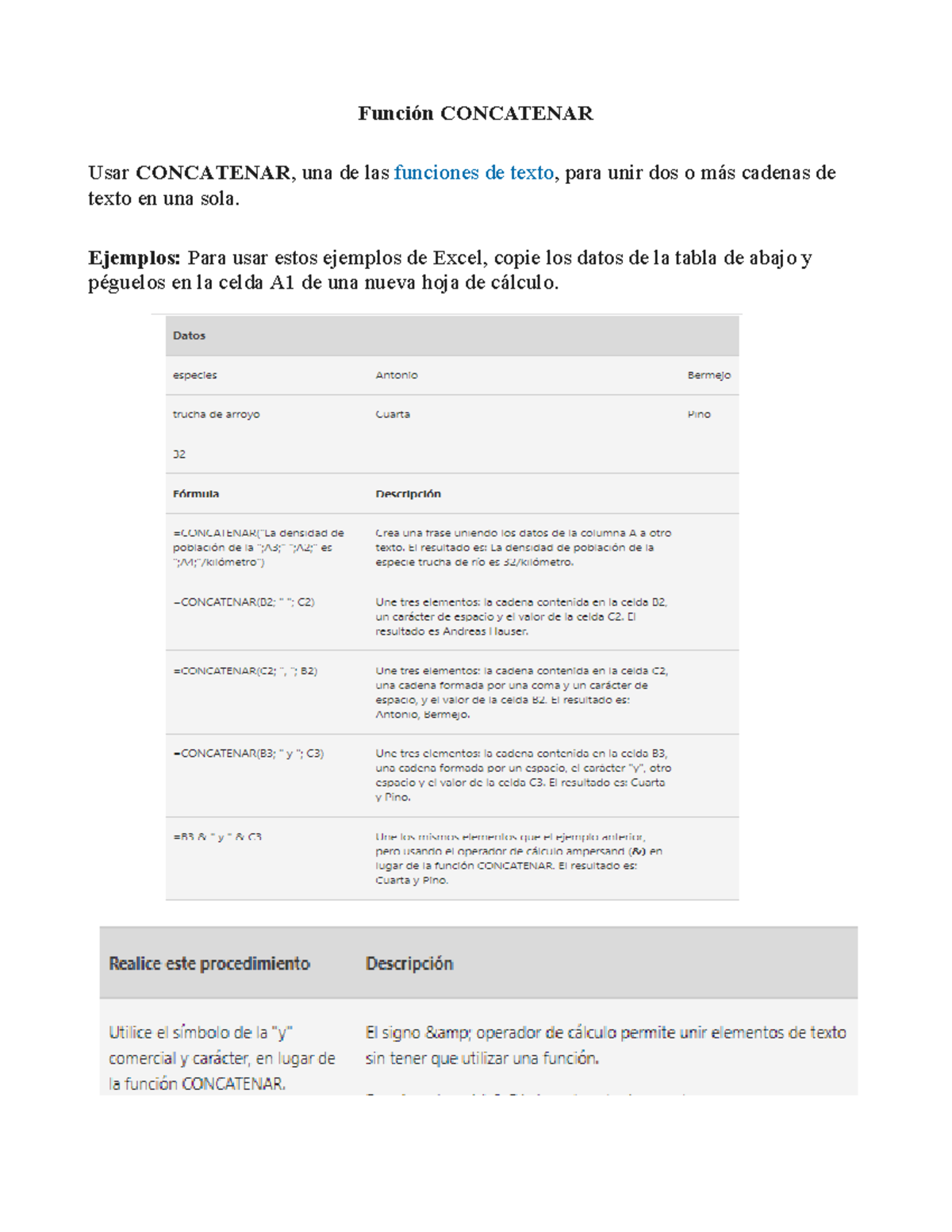Función Concatenar, Extrae - Función CONCATENAR Usar CONCATENAR, una de ...