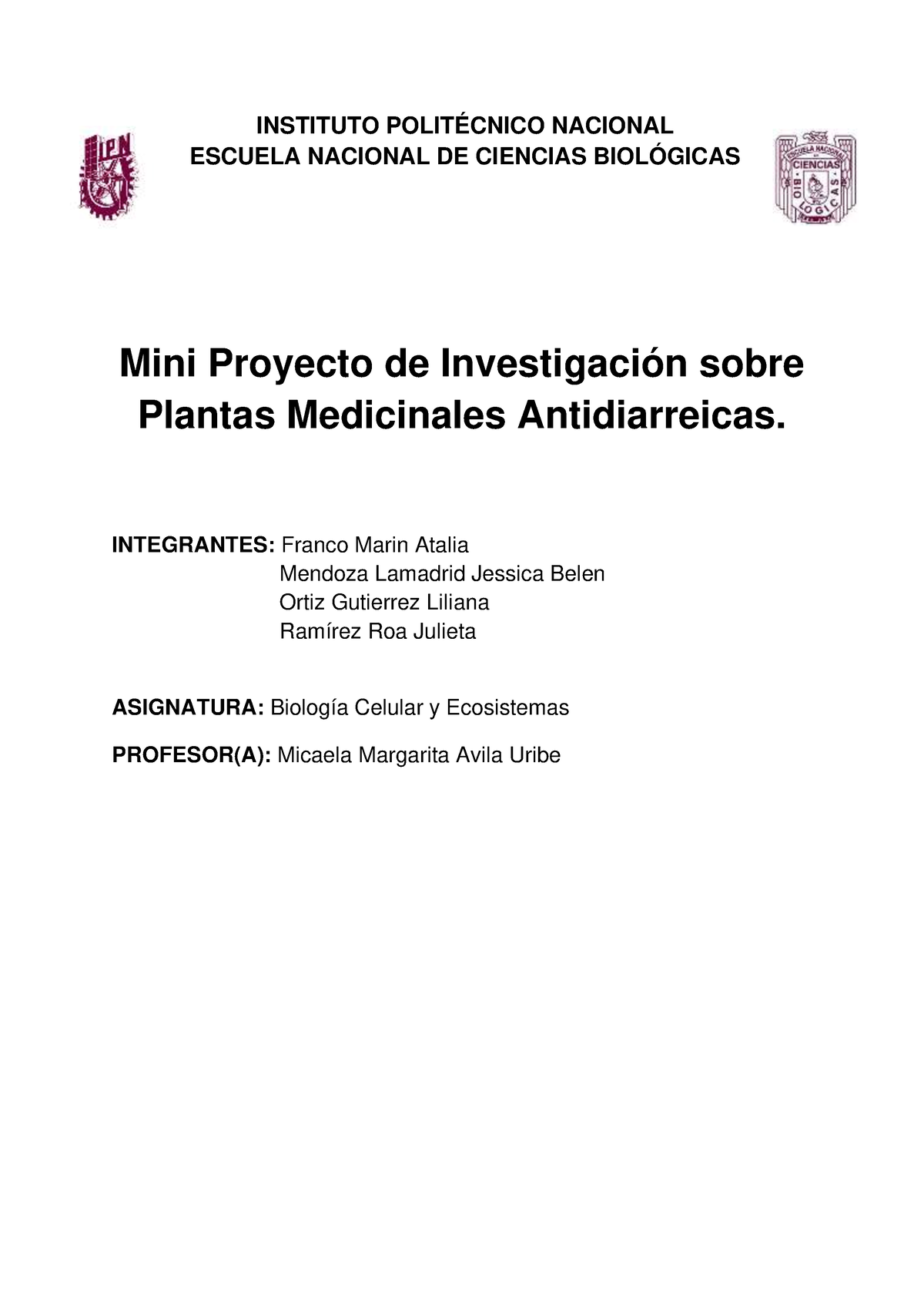 Miniproyecto - Trabajo De Investigación Sobre Plantas Medicinales ...