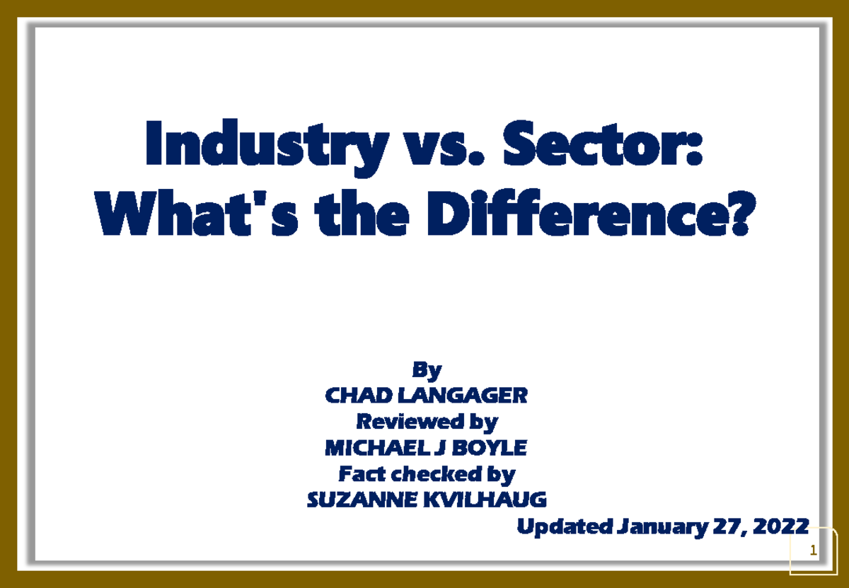 Industry vs. Sector What's the Difference ppt Industry vs. Sector