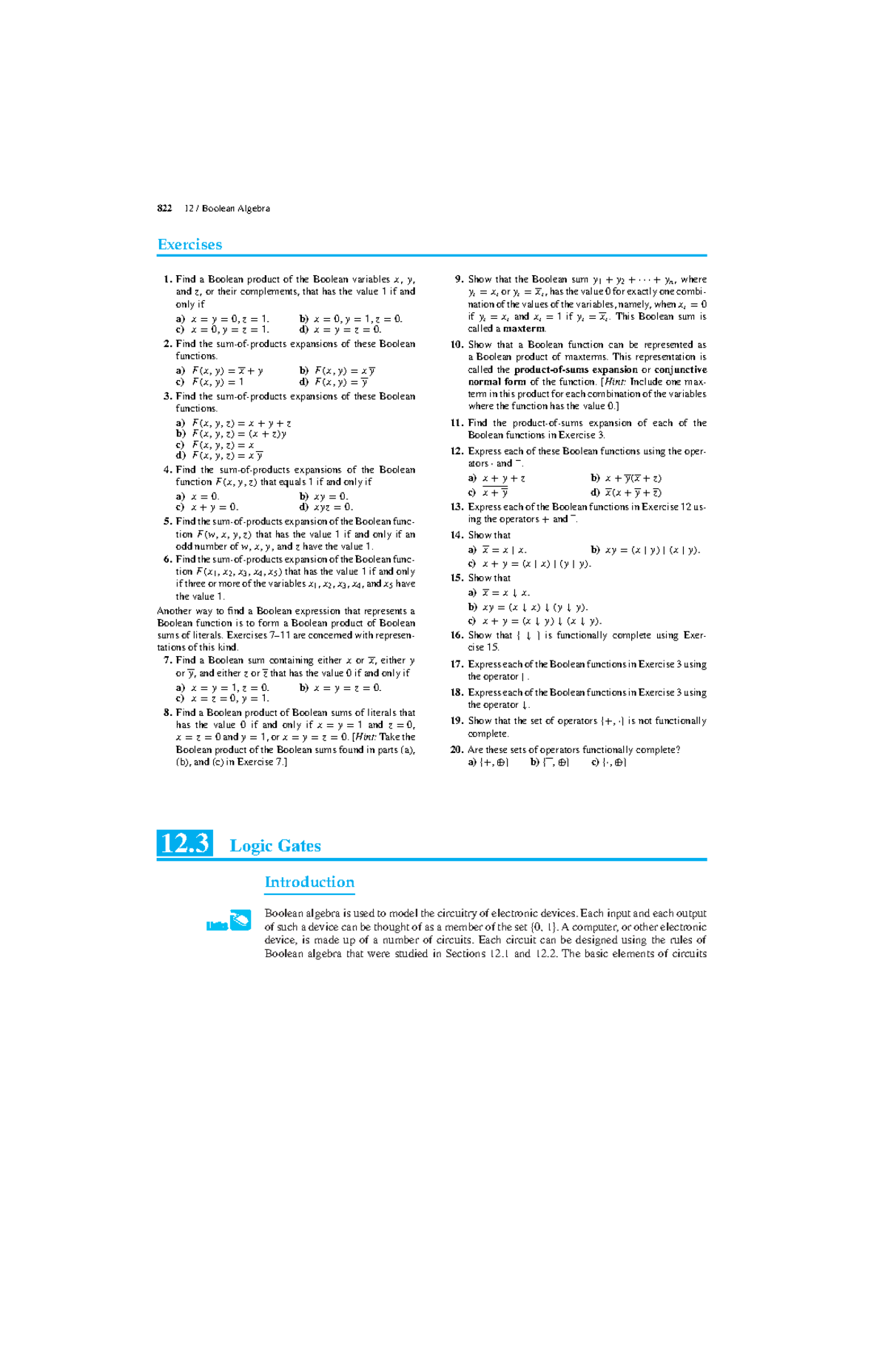 Lecture 14 2 - applied math boolean logic - 822 12 / Boolean Algebra ...